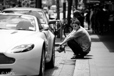 Queen Street Auckland city, black and white photo by Mike Wheelton